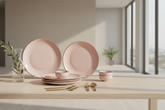 21 Pcs Rose Pink Dinner Set