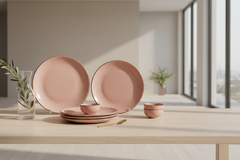 21 Pcs Rose Pink Dinner Set