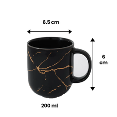 200 ML Coupe Mug Black With 24K Gold Marble(Pack of Four)