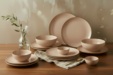 21 Pcs Rose Pink Dinner Set