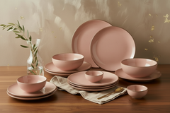 21 Pcs Rose Pink Dinner Set