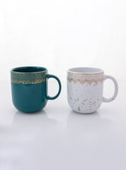 Mint Coffee Mug with Real Gold Plated Pattern