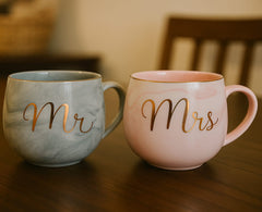 350 ml couple mug mr & mrs with 24k gold printing