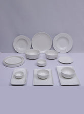 15 PCS Plain White Dinner Set