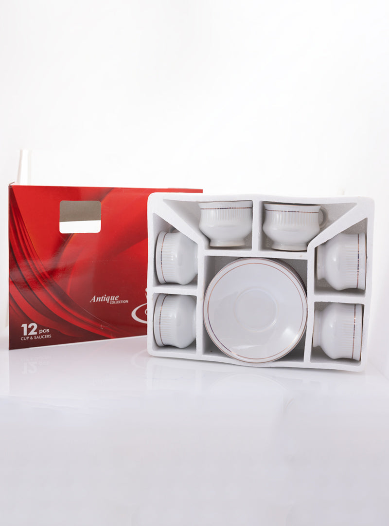 Cup Saucer White Gold Line