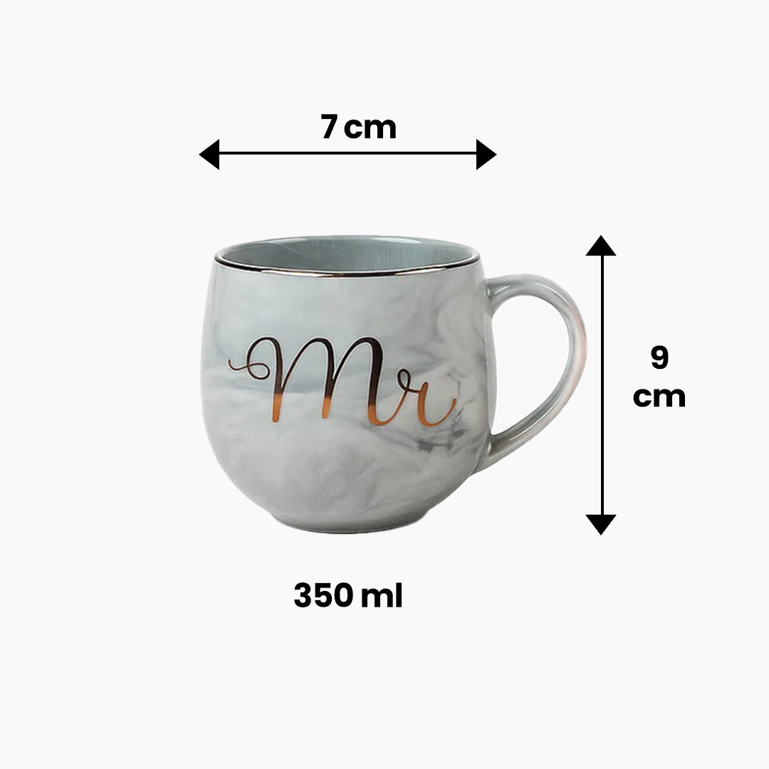 350 ml couple mug mr & mrs with 24k gold printing