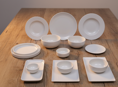 15 PCS Plain White Dinner Set