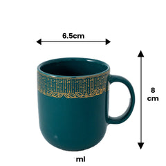 Mint Coffee Mug with Real Gold Plated Pattern
