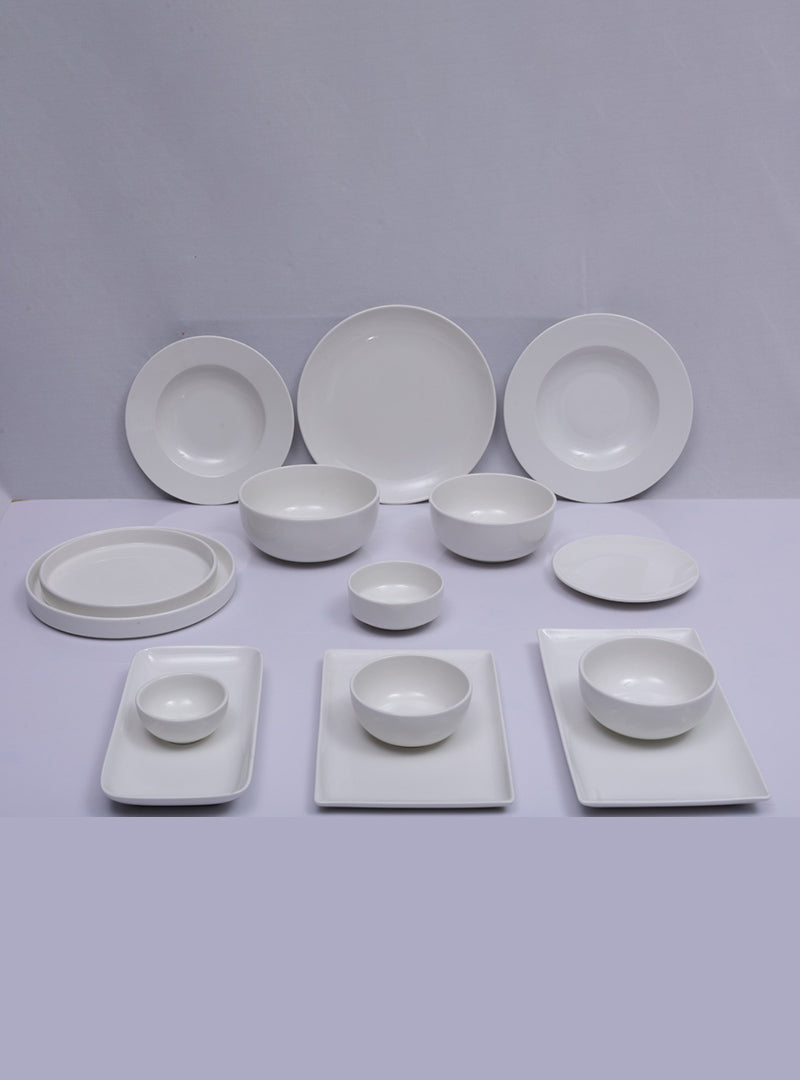 15 PCS Plain White Dinner Set